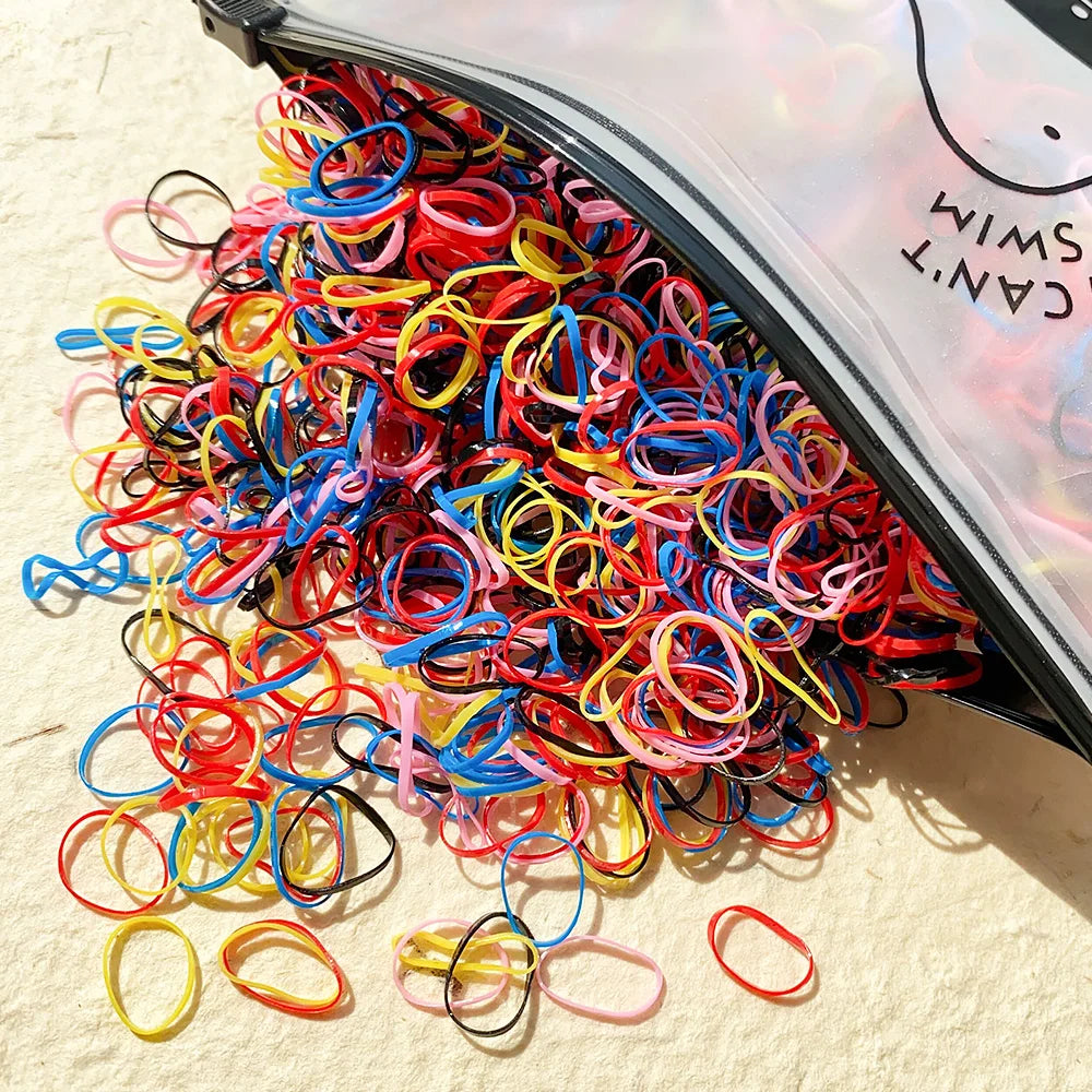 500 Peças de Elásticos Descartáveis Coloridos para Meninas